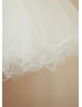 Ivory Satin Tulle Curly Hem Knee Length Flower Girl Dress